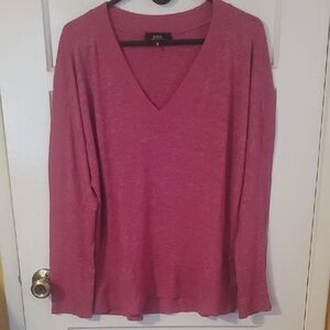 Anthropologie Deep COA Pink V-Neck Sweater